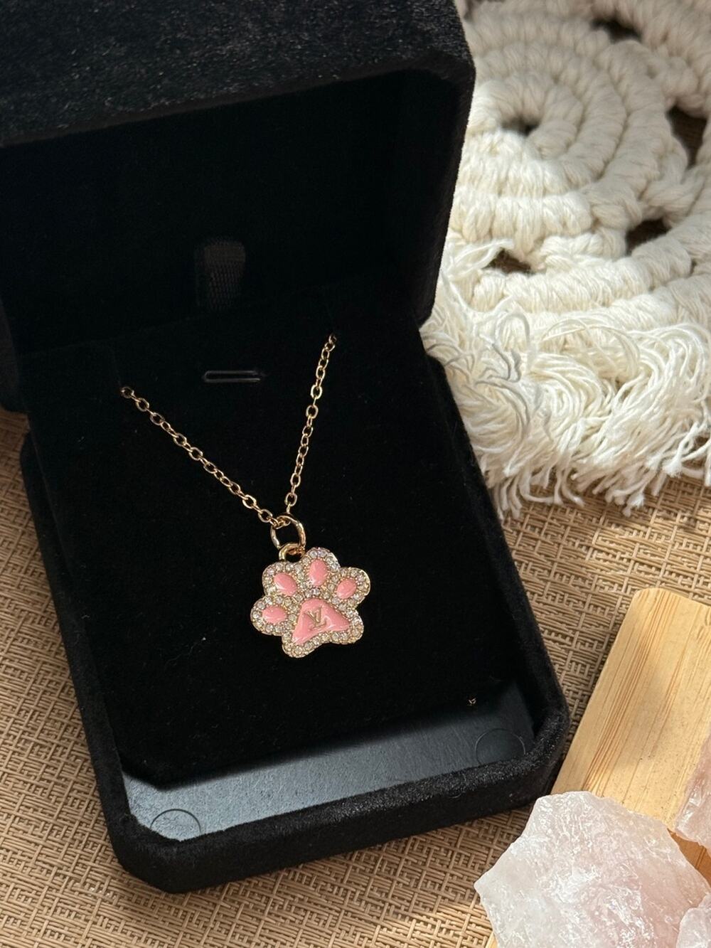 ONLY 1! Vintage Paw LV logo Upcycled Necklace